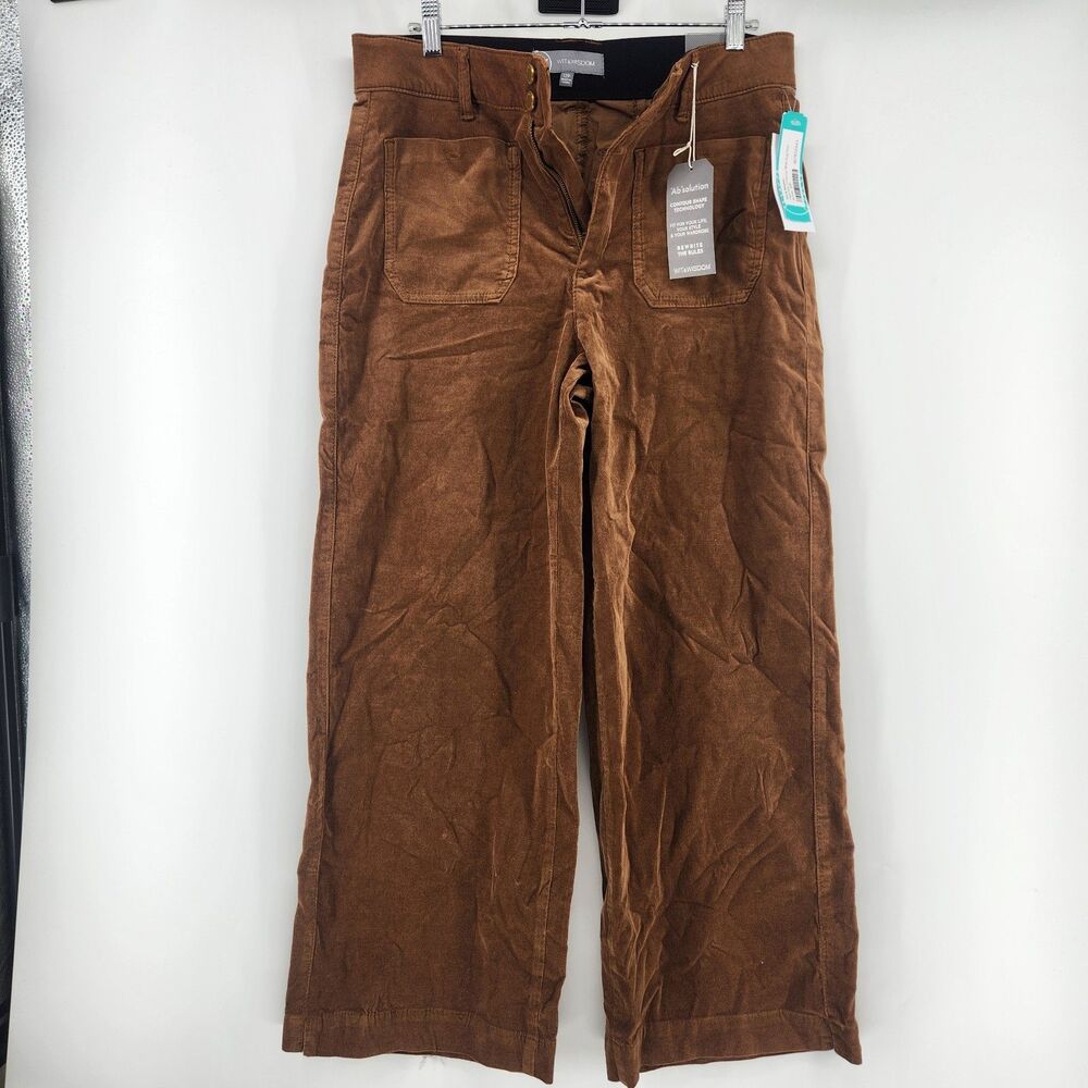 Wit & Wisdom Women's Brown 12P High Rise Corduroy Wide Leg Pants NWT